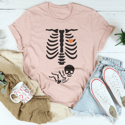 Pregnant Skeleton Baby Boy Tee