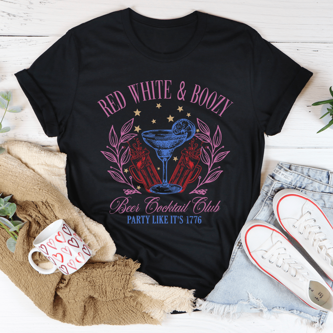 Red White & Boozy Beer & Cocktail Club Party Like It's 1776 Tee shopmerchmallow Red White & Boozy Beer & Cocktail Club Party Like It's 1776 Tee