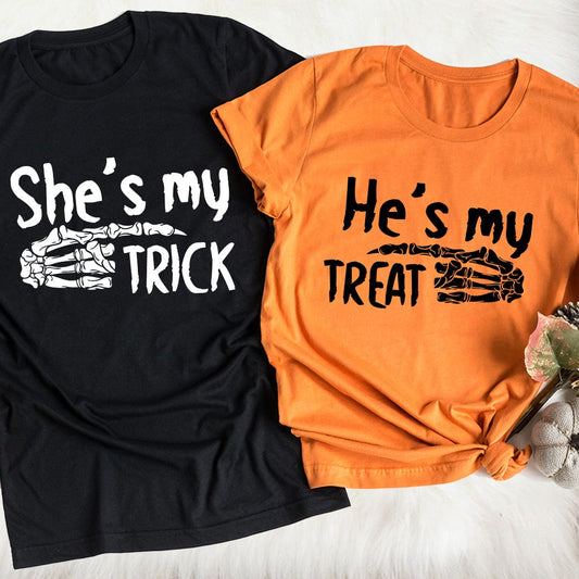 She's My Trick & He's My Treat Tees shopmerchmallow She's My Trick & He's My Treat Tees