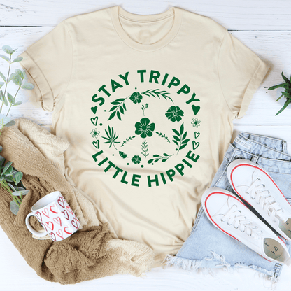 Stay Trippy Little Hippie Floral Peace Sign Tee shopmerchmallow Stay Trippy Little Hippie Floral Peace Sign Tee