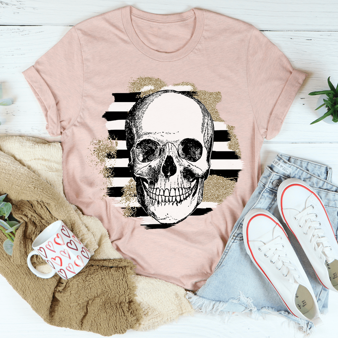 Striped Skull Tee shopmerchmallow Striped Skull Tee
