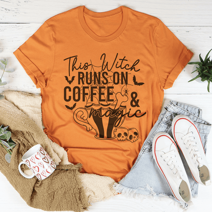 This Witch Runs On Coffee & Magic Tee shopmerchmallow This Witch Runs On Coffee & Magic Tee