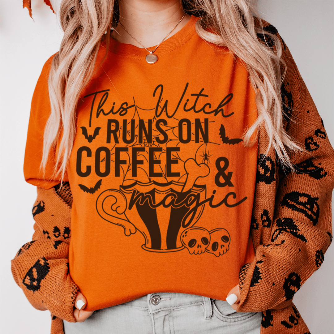 This Witch Runs On Coffee & Magic Tee shopmerchmallow This Witch Runs On Coffee & Magic Tee
