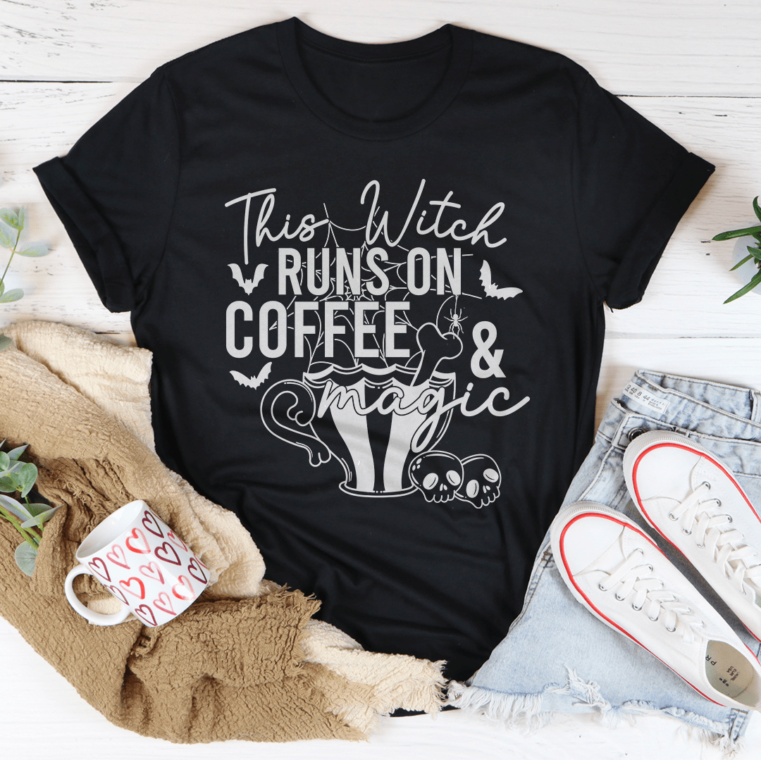 This Witch Runs On Coffee & Magic Tee shopmerchmallow This Witch Runs On Coffee & Magic Tee