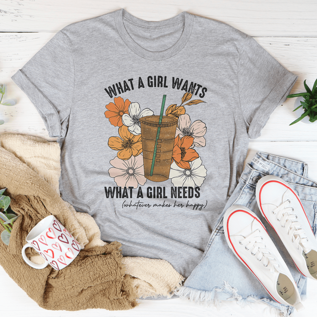 What A Girl Needs Iced Coffee Tee shopmerchmallow What A Girl Needs Iced Coffee Tee