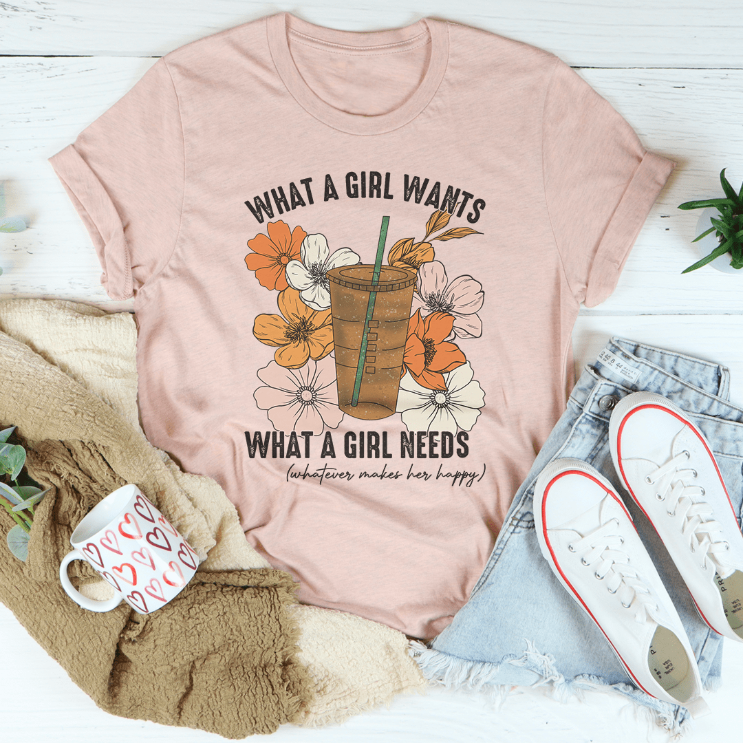 What A Girl Needs Iced Coffee Tee shopmerchmallow What A Girl Needs Iced Coffee Tee