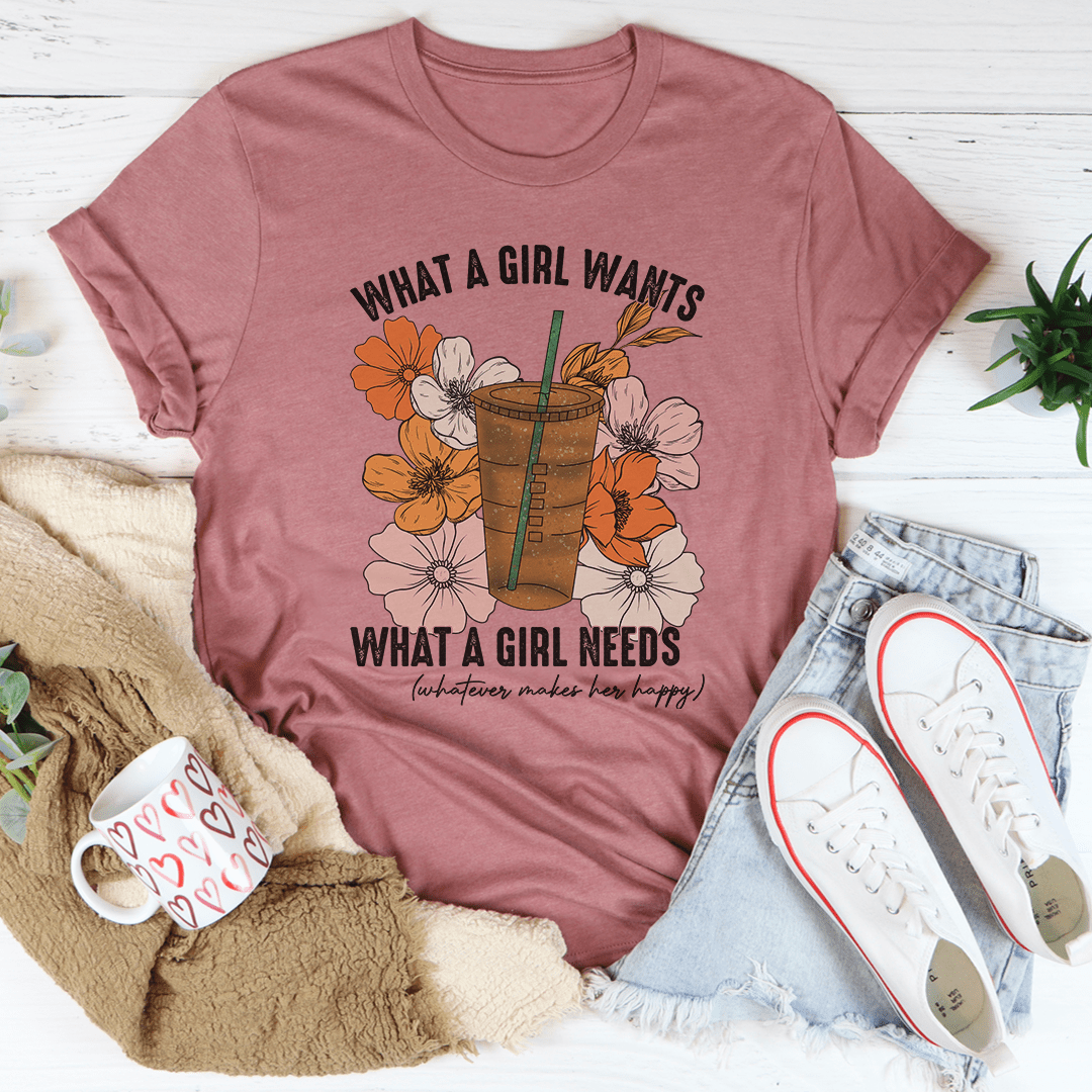 What A Girl Needs Iced Coffee Tee shopmerchmallow What A Girl Needs Iced Coffee Tee