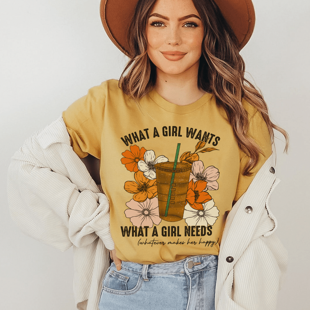 What A Girl Needs Iced Coffee Tee shopmerchmallow What A Girl Needs Iced Coffee Tee
