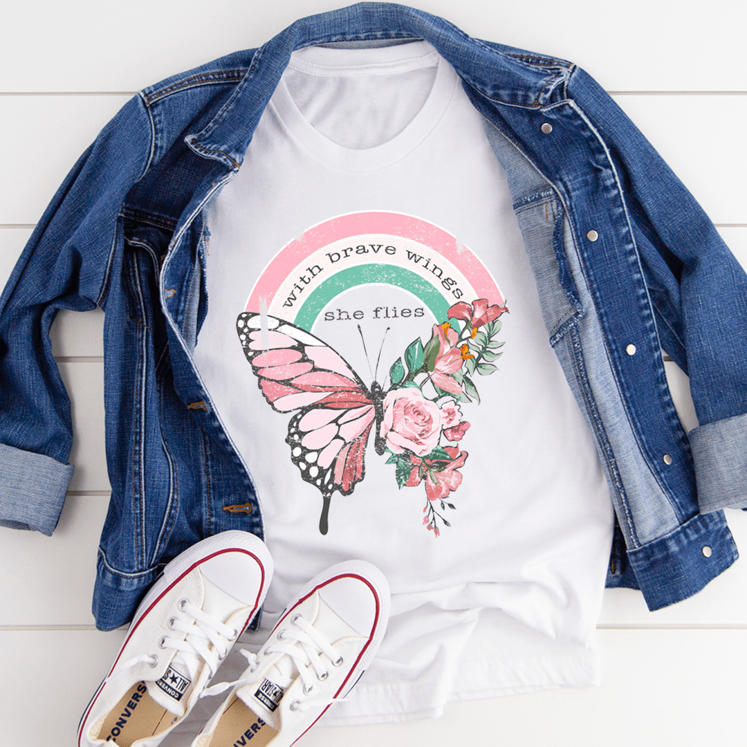 With Brave Wings She Flies Tee shopmerchmallow With Brave Wings She Flies Tee