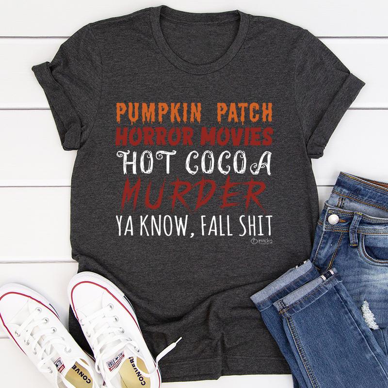 Pumpkin Patch Horror Movies Hot Cocoa T-Shirt shopmerchmallow Pumpkin Patch Horror Movies Hot Cocoa T-Shirt