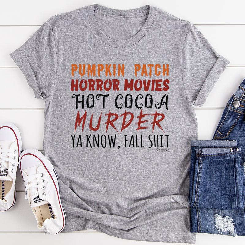 Pumpkin Patch Horror Movies Hot Cocoa T-Shirt shopmerchmallow Pumpkin Patch Horror Movies Hot Cocoa T-Shirt