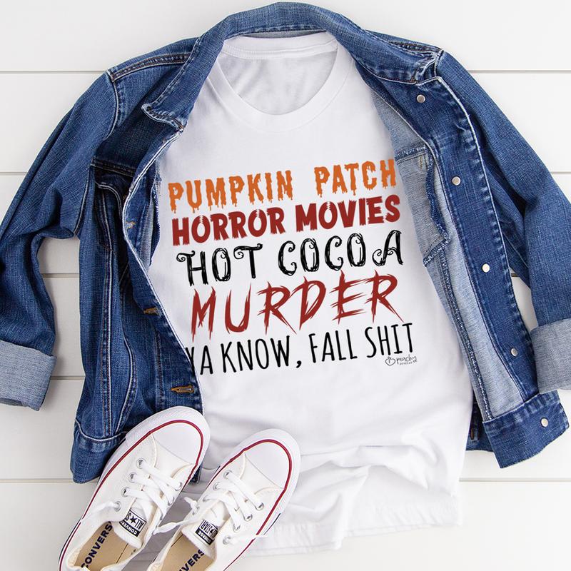 Pumpkin Patch Horror Movies Hot Cocoa T-Shirt shopmerchmallow Pumpkin Patch Horror Movies Hot Cocoa T-Shirt