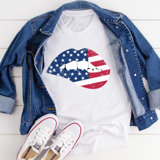American Flag Lips T-Shirt shopmerchmallow American Flag Lips T-Shirt