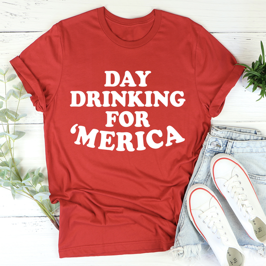 Day Drinking For Merica T-Shirt shopmerchmallow Day Drinking For Merica T-Shirt