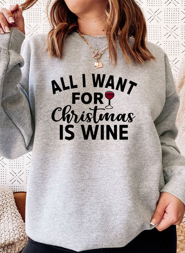 All I Want For Christmas Is Wine Sweat Shirt shopmerchmallow Virgin Teez - Black Hoodie