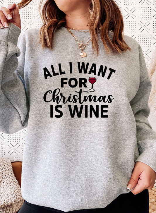All I Want For Christmas Is Wine Sweat Shirt shopmerchmallow Virgin Teez - Black Hoodie