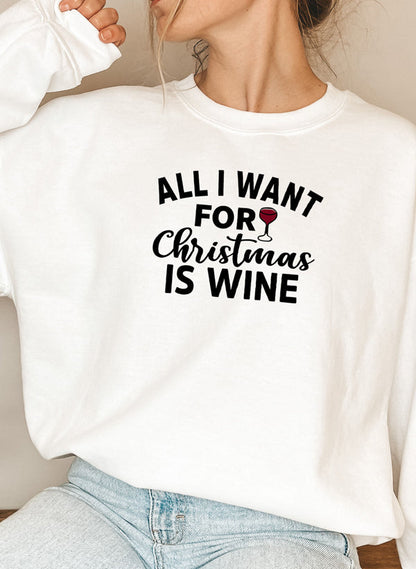 All I Want For Christmas Is Wine Sweat Shirt shopmerchmallow Virgin Teez - Black Hoodie