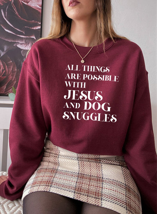 All Things Are Possible with Jesus Sweat Shirt shopmerchmallow Virgin Teez - Black Hoodie