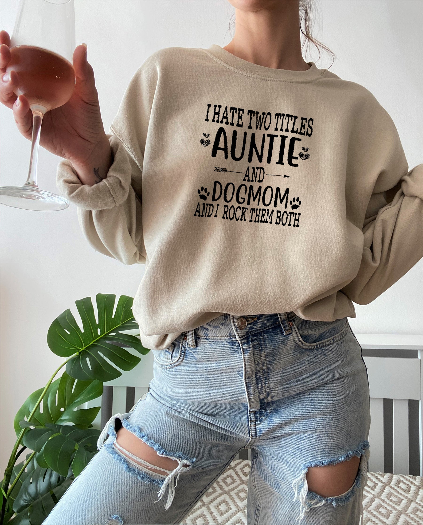 Auntie & Dogmom Sweat Shirt shopmerchmallow Virgin Teez - Black Hoodie
