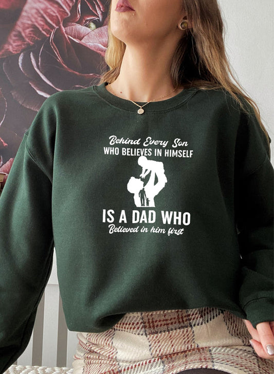Behind Every Son Who Believes In Himself Sweat Shirt shopmerchmallow Virgin Teez - Black Hoodie