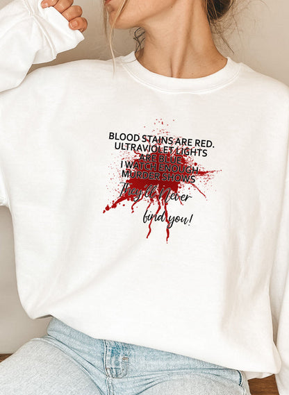 Blood Stains Are Red Ultraviolet Lights Are Blue Sweat Shirt shopmerchmallow Virgin Teez - Black Hoodie