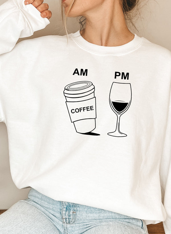 Coffee & Wine Sweat Shirt shopmerchmallow Virgin Teez - Black Hoodie