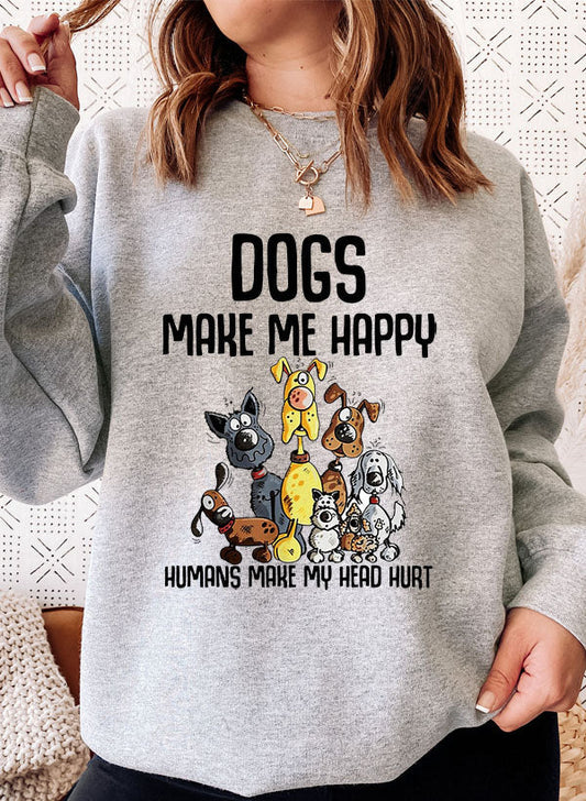 Dogs Make Happy Sweat Shirt shopmerchmallow Virgin Teez - Black Hoodie