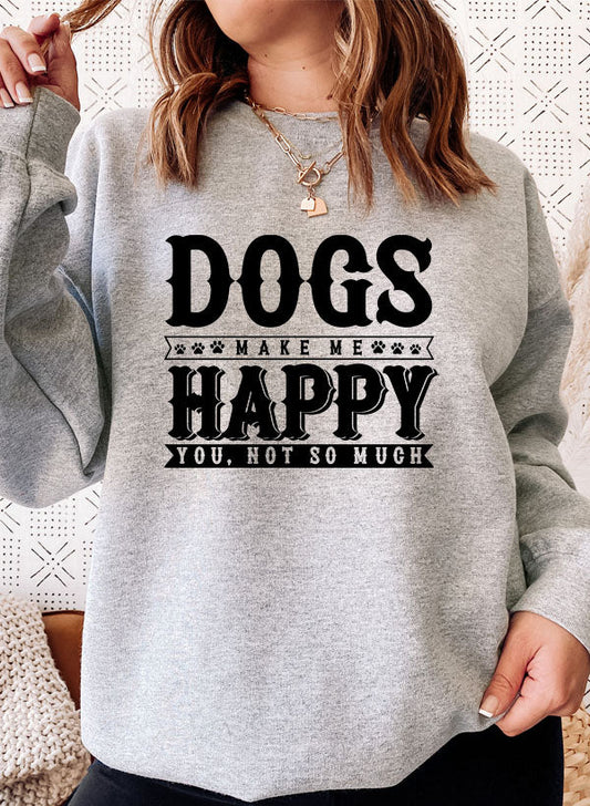 Dogs Make Happy Sweat Shirt shopmerchmallow Virgin Teez - Black Hoodie