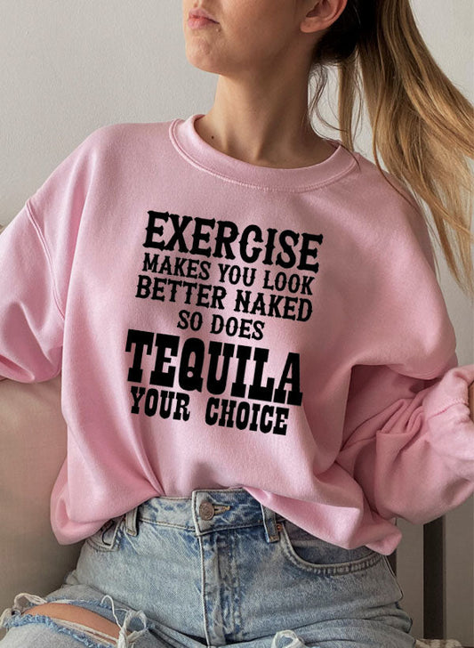 Exercise Makes You Look Better Sweat Shirt shopmerchmallow Virgin Teez - Black Hoodie