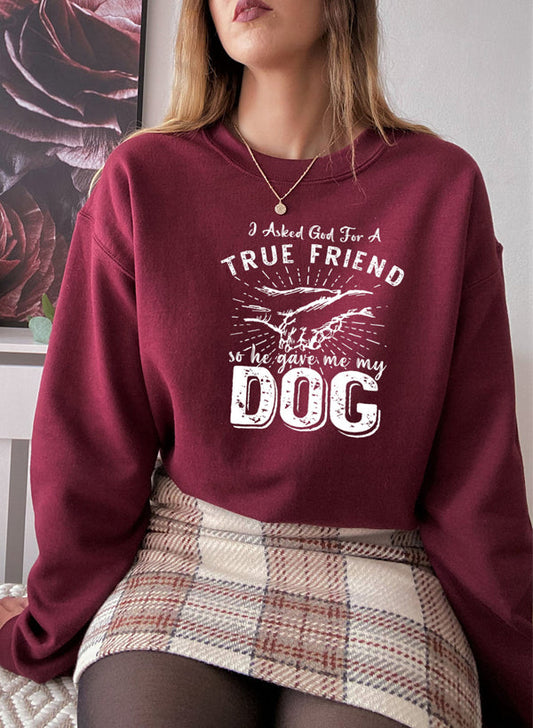 I Asked God For A True Friend Sweat Shirt shopmerchmallow Virgin Teez - Black Hoodie