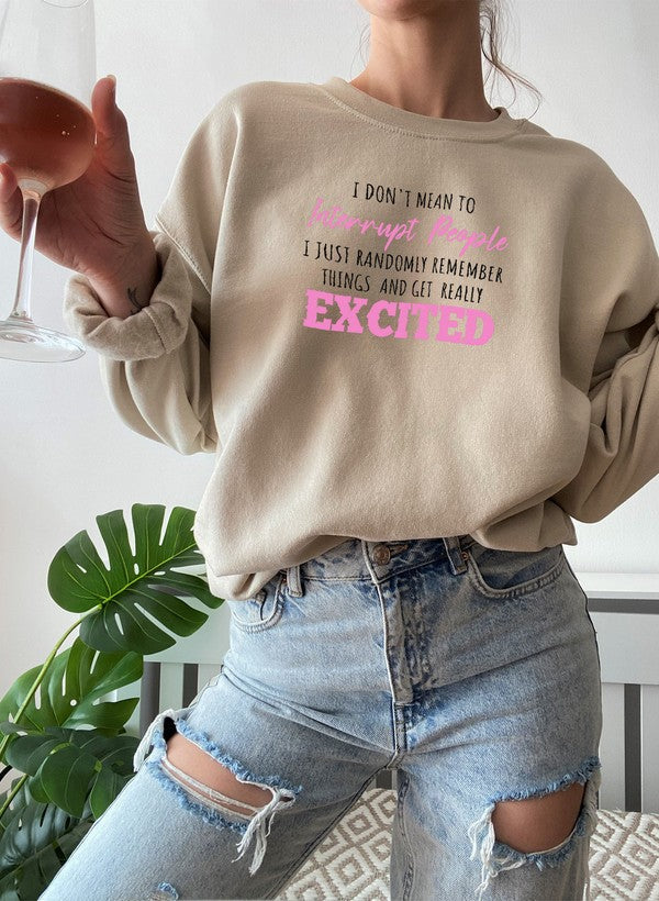 I Dont Mean To Interrupt People EXCITED Sweat Shirt shopmerchmallow Virgin Teez - Black Hoodie