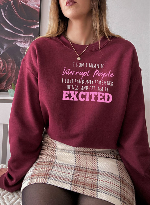 I Dont Mean To Interrupt People EXCITED Sweat Shirt shopmerchmallow Virgin Teez - Black Hoodie