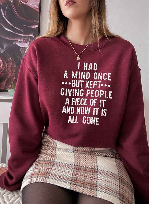 I Had A Mind Once Sweat Shirt shopmerchmallow Virgin Teez - Black Hoodie