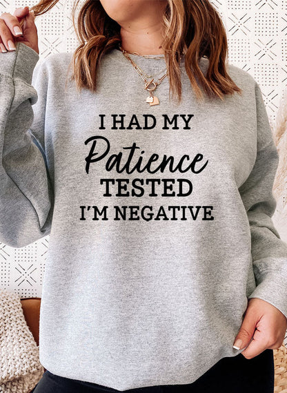I Had My Patience Tested Im Negative Sweat Shirt shopmerchmallow Virgin Teez - Black Hoodie