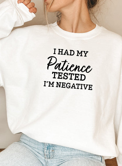 I Had My Patience Tested Im Negative Sweat Shirt shopmerchmallow Virgin Teez - Black Hoodie
