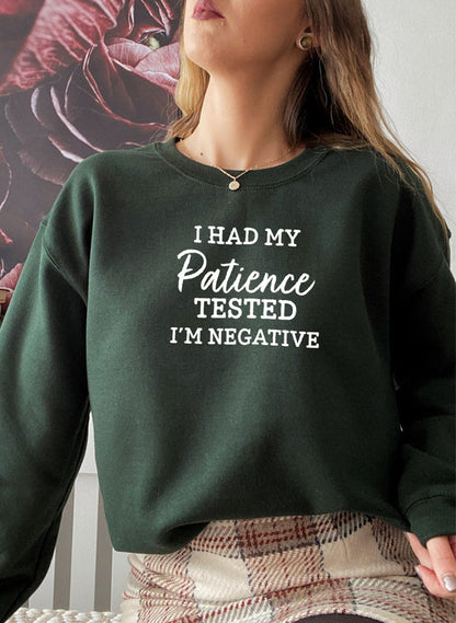 I Had My Patience Tested Im Negative Sweat Shirt shopmerchmallow Virgin Teez - Black Hoodie