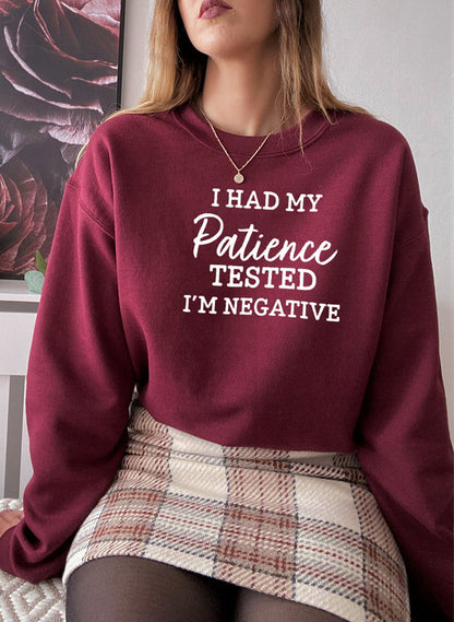 I Had My Patience Tested Im Negative Sweat Shirt shopmerchmallow Virgin Teez - Black Hoodie