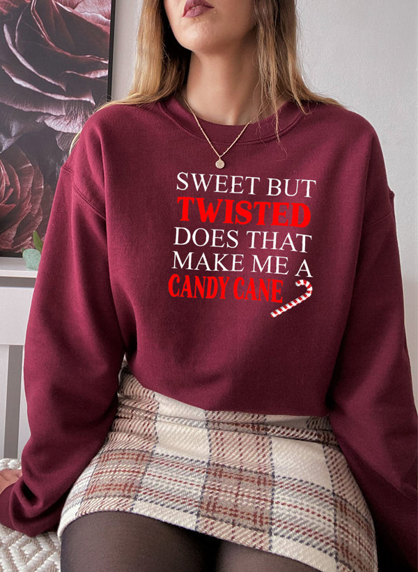 Sweet But Twisted Does That Make Me A Candy Cane Sweat Shirt shopmerchmallow Virgin Teez - Black Hoodie
