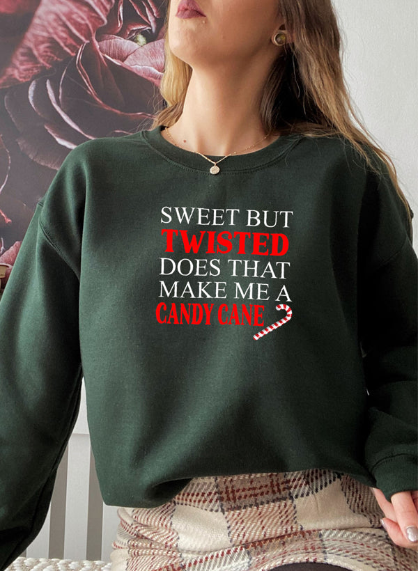 Sweet But Twisted Does That Make Me A Candy Cane Sweat Shirt shopmerchmallow Virgin Teez - Black Hoodie