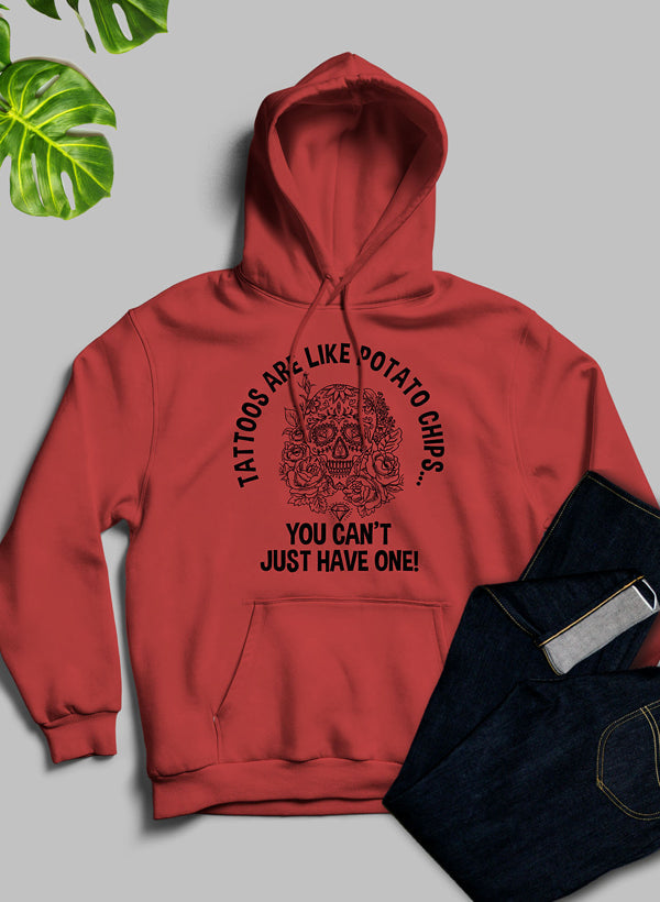 Tattoos Are Like Potato Chips Hoodie shopmerchmallow Virgin Teez - Black Hoodie