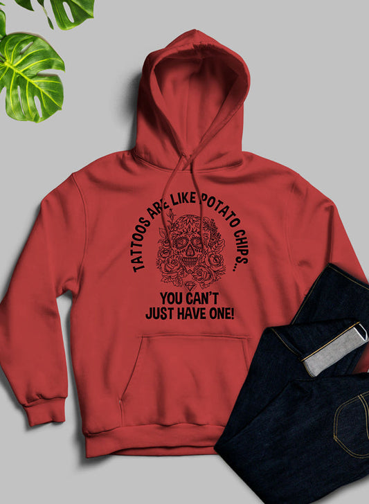 Tattoos Are Like Potato Chips Hoodie shopmerchmallow Virgin Teez - Black Hoodie