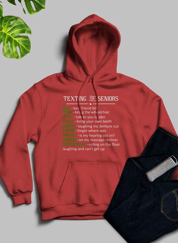 Texting For Seniors Hoodie shopmerchmallow Virgin Teez - Black Hoodie
