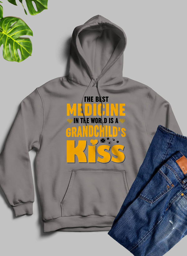 The Best Medicine In The World Is A Grandchild's Kiss Hoodie shopmerchmallow Virgin Teez - Black Hoodie
