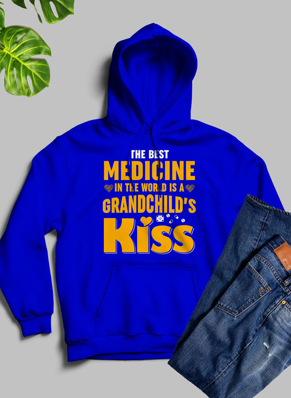 The Best Medicine In The World Is A Grandchild's Kiss Hoodie shopmerchmallow Virgin Teez - Black Hoodie
