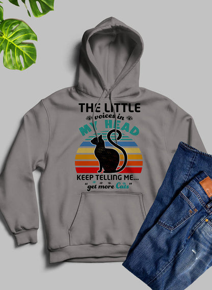The Little Voices In My Head Keep Telling Me Get More Cats Hoodie shopmerchmallow Virgin Teez - Black Hoodie