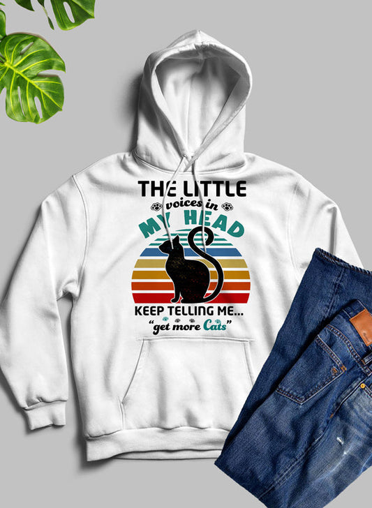 The Little Voices In My Head Keep Telling Me Get More Cats Hoodie shopmerchmallow Virgin Teez - Black Hoodie