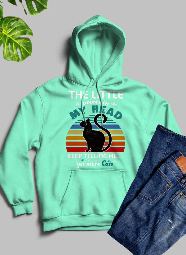 The Little Voices In My Head Keep Telling Me Get More Cats Hoodie shopmerchmallow Virgin Teez - Black Hoodie