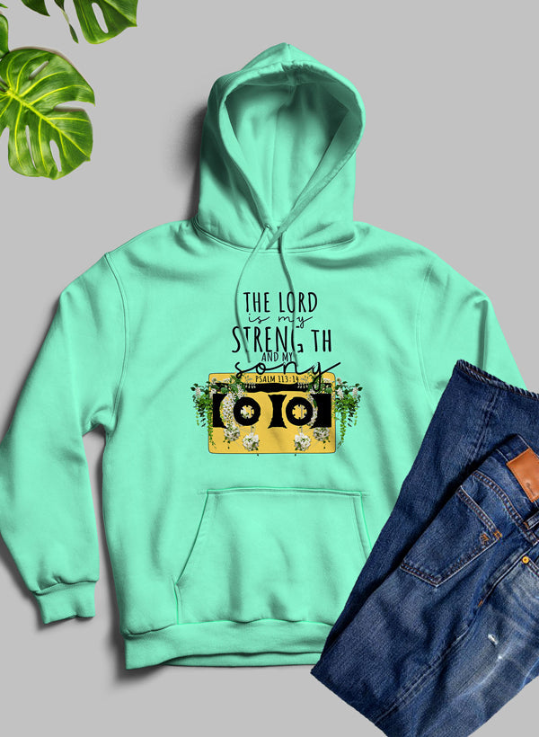 The Lord Is My Strength And My Song Hoodie shopmerchmallow Virgin Teez - Black Hoodie