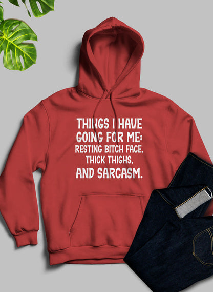 Things I Have Going For Me Hoodie shopmerchmallow Virgin Teez - Black Hoodie