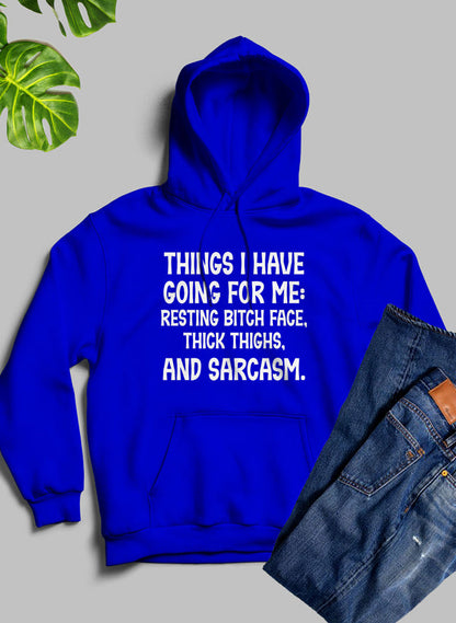Things I Have Going For Me Hoodie shopmerchmallow Virgin Teez - Black Hoodie